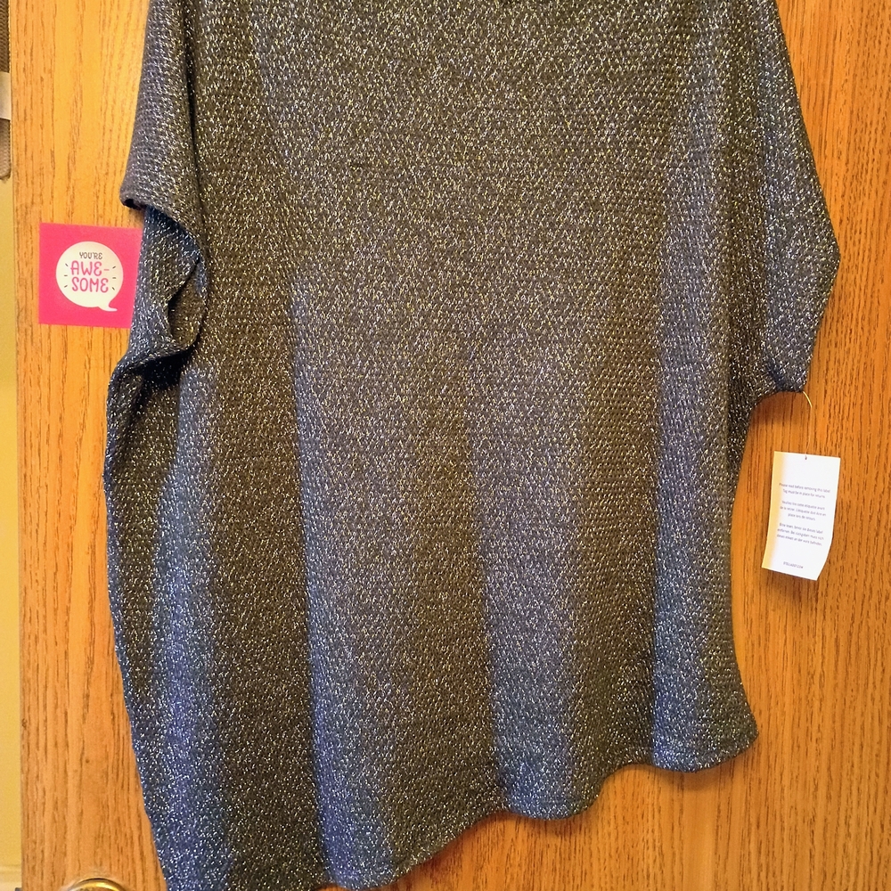 Stella & Dot Charcoal Metallic Sparkle Knit Top